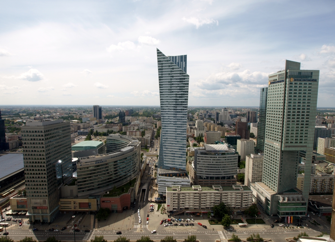 Varsovie, la vue de la terrasse panoramique du palais de la culture au 30° étage